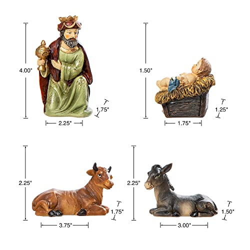 Glitzhome 11Pcs Resin Nativity Figurines Set Christmas Nativity Set Tabletop Scenes Decor, Christian Nativity Scene Indoor Xmas Nativity Collectible Figurines Miniatures Statues Ornaments 8" x 20.75" - size: 20.75 x 8 Inches