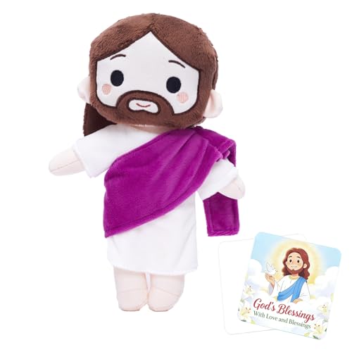 Jesus Plush Doll Jesus Stuffed Bible Doll Christian Plushie Gifts for Easter Christmas Church Religious Gifts for Kids Adults(Purple) - color: Purple