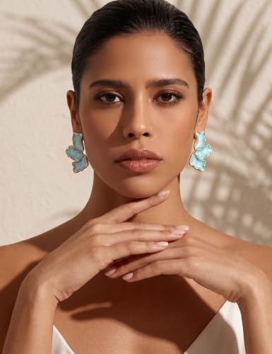 S925 Sterling Silver Flower Statement Earrings For Women Trendy - color: light green