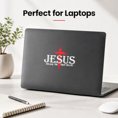 Jesus Cross Car Decal The Way The Truth The Life Vinyl Sticker 6.2 x 4.7