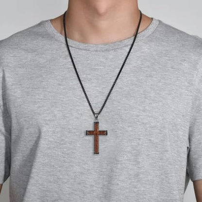 Cross Necklace Origami/Wooden/Caravaca/Faith Pendant Necklace Christian Religious Catholic Cross Jewelry Gift for Women Men - color: Black Wood Cross