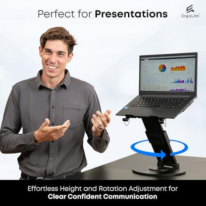 3 in 1 Laptop Stand for Desk, Book Stand & Phone Holder, Sky Black