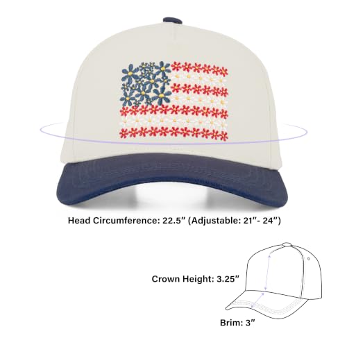 C.C Women's Criss-Cross Ponytail Trucker Hat - Snapback, One Size - color: Floral Flag-navy