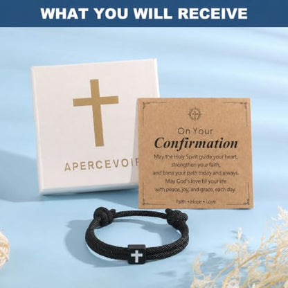 Cross Bracelet for Boys Baptism First Communion Confirmation - color: Confirmation