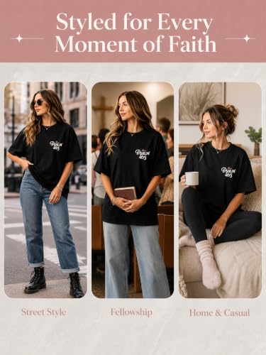 Muicy Womens Psalm 46 5 God is Within Her Christian Bible Verse Oversized T Shirt 2026 Summer - color: Black, size: X-Large