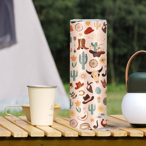 Cowgirl Gifts for Women 20OZ Slim Cowgirl Tumbler with Lid & Straw & Brush - color: Cowgirl