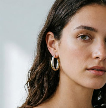 Criss Cross Hoop Earring for Women,24mm Wide Intertwined Round Hoops Jewelry - color: Tow Tone