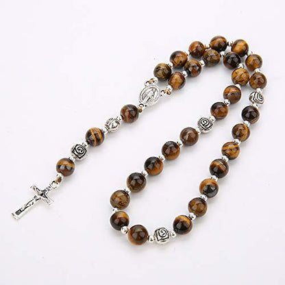 8mm Handmade Anglican Prayer Beads Rosary for Women - color: Silver(Tiger Eye)