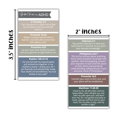 ADHD Bible Verses Wallet Cards 30pk 2x3.5” Handouts Pocket Guide for Dealing with ADD Biblically What Does Scripture Say About Attention Bible Verses