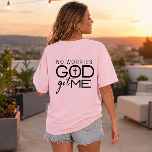Christian Shirts for Women God Jesus Faith Shirt God Got Me Religious Tshirts Bible Verse Cross Graphic Tees Tops - color: Pink, size: Medium
