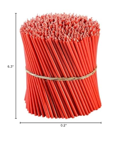 Danilovo Thin Taper Beeswax Candles - Honey-Scented, Decorative Candles Ideal for Birthday Decoration or Church Prayers - Red Drip Free, Tall & Smokeless Pack of 50 pcs, 6.3 x 0.2 inch - size: 6.3 in