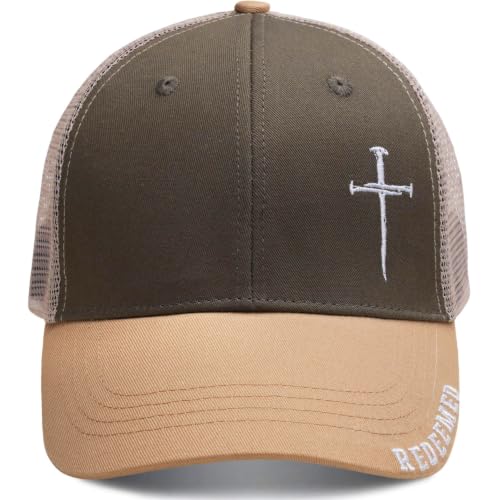 Christian Jesus Cross Hat for Men Women - Faith 3 Nail Cross Hats - Religious Gifts for Thanksgiving Christmas, Medium - color: Grey Green, size: Medium