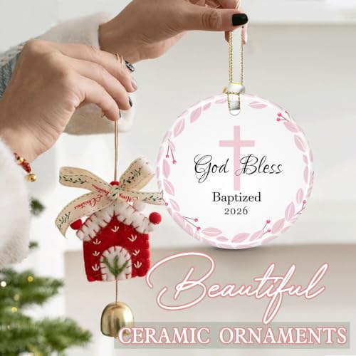 Baptism Gifts for Girls, God Bless Cross Ornament - color: Color9