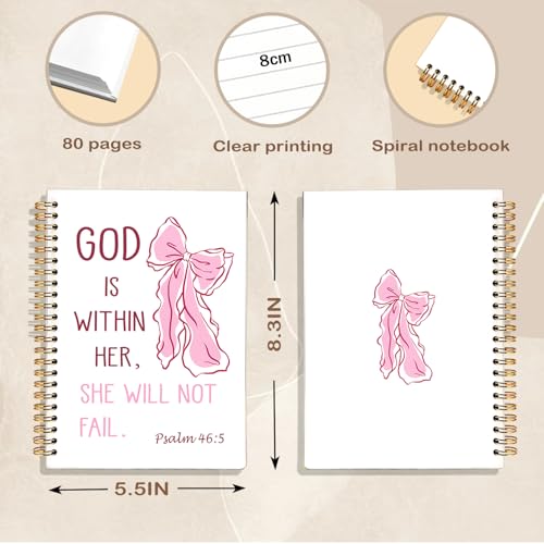 Christian Spiral Notebook Journal, God is Within Her She Will Not Fall Preppy Bible Verse Journal for Women, Christian Gifts for Women, Religious Prayer Notebooks, 5.5x8.3 Inch - color: 01-god is Within Her She Will Not Fall