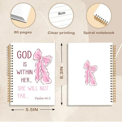 Christian Spiral Notebook Journal, God is Within Her She Will Not Fall Preppy Bible Verse Journal for Women, Christian Gifts for Women, Religious Prayer Notebooks, 5.5x8.3 Inch - color: 01-god is Within Her She Will Not Fall