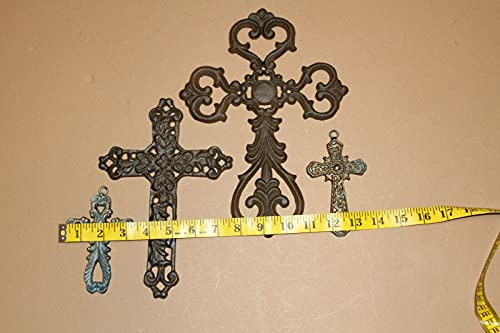 Old-World Mission Style Cast Iron Wall Crosses Gift Set - Corpus Christy Collection 6 Crosses