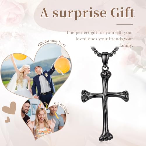 14K Gold Plated Cross Pendant Necklace Christian Jewelry Religious Gift - color: C02-Rib Cross Black