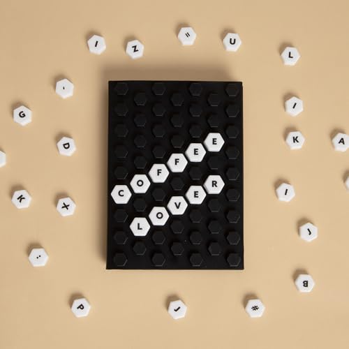 Pearhead Letterboard Composition Notebook, Customizable Silicone Cover Fidget Journal with Letters & Symbols, Lined Pages for Notes, School, Planning & Writing, Black & White - color: Black & White Letterboard Journal
