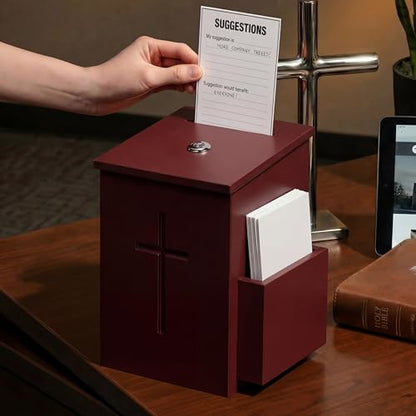 Sliner Prayer Request Box Wood Church Offering Box, Dark Mahogany - color: Dark Mahogany