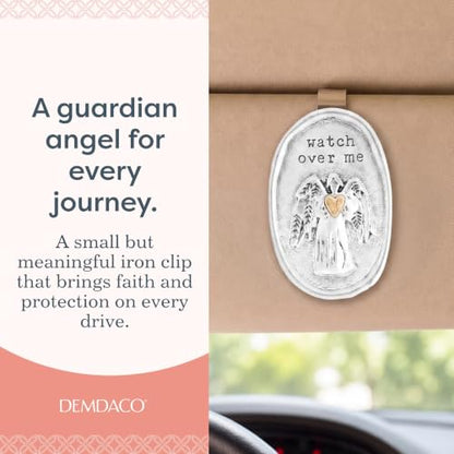 DEMDACO Guardian Angel Watch Over Me Visor Clip, Silver Toned, 2 x 1.5 in