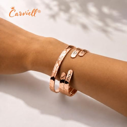 Carviell Bracelets for Women – 100+ Meaningful Engraved Messages – Solid 316L Surgical Stainless Steel Cuff Bracelet – Gift Ready - color: CONFIDENCE Gift - You're AWESOME, keep that sh*t up! - ROSE GOLD