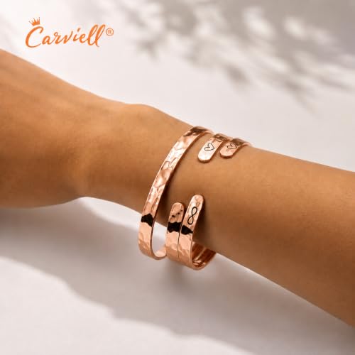 Carviell Bracelets for Women – 100+ Meaningful Engraved Messages – Solid 316L Surgical Stainless Steel Cuff Bracelet – Gift Ready - color: CONFIDENCE Gift - You're AWESOME, keep that sh*t up! - ROSE GOLD