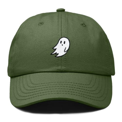 DALIX Ghost Embroidered Mens Womens Cotton Dad Hat Baseball Cap Adjustable - color: Olive