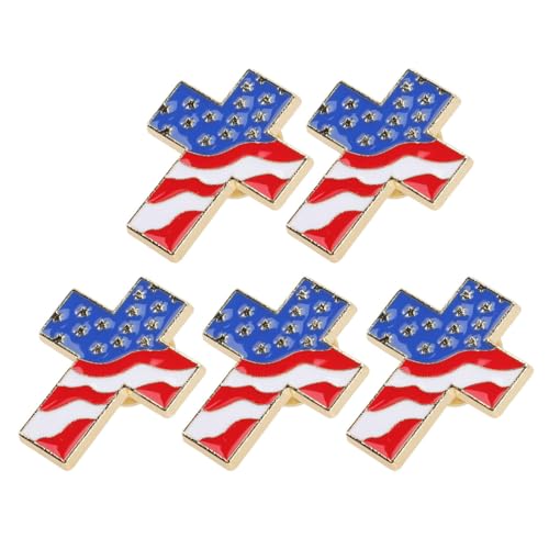 Ipetboom 5pcs Patriotic Usa Flag Cross Lapel Pin, 250th Anniversary Waving United States Brooch with Clutch Back, Enamel Jewelry Badge for Suits Jackets Hats Backpacks July 4th