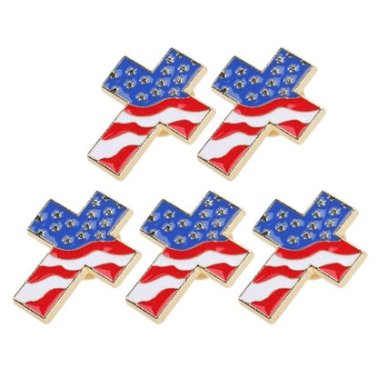 Ipetboom 5pcs Patriotic Usa Flag Cross Lapel Pin, 250th Anniversary Waving United States Brooch with Clutch Back, Enamel Jewelry Badge for Suits Jackets Hats Backpacks July 4th
