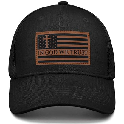 Christian Jesus Cross Hat American Flag Adjustable Faith Baseball Cap - Ideal Religious Gifts for Birthdays, Father's Day - color: Black