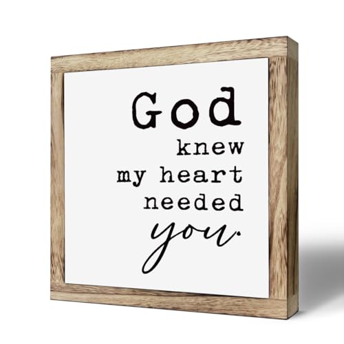 SUSZDOU Christian Wood Decor, Rustic Wooden Plaque Sign, God Knew My Heart Needed You, Multicolor, 9.8x9.8 Inch, Tabletop Mount, Home, Office, Bedroom, Gift - color: multicolor