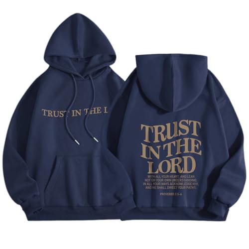 Tuislay Trust In The Lord Hoodie Christian Sweatshirts Women - color: Navy Blue, size: X-Large