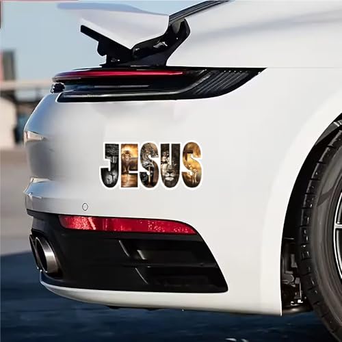 Jesus Christian Vinyl Car Sticker, 6x3 in, Waterproof Decal for Car Bumpers, Laptops, Glass and Walls, 2-Piece Set HAA88