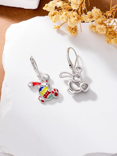Dorunmo 925 Sterling Silver Dangle Drop Earrings for Women Holiday Earrings Hypoallergenic Halloween Christmas Jewelry Festival Gifts for Women - style: Easter-Bunny-08