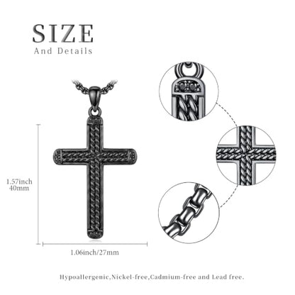 14K Gold Plated Cross Pendant Necklace Christian Jewelry Religious Gift - color: A02-Cross Black