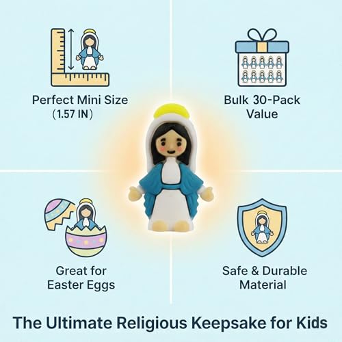 30 PCS Mini Virgin Mary Figurines, Small Religious Statues for Easter Egg Fillers, Baptism Gifts, Sunday School, Holiday Collectibles - color: Style1