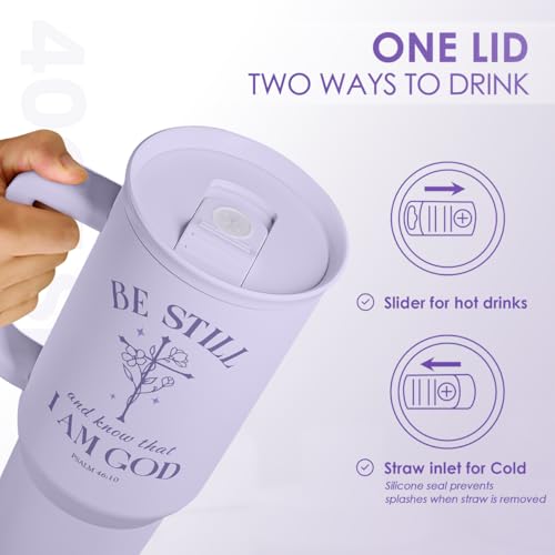 SANDJEST Christian Gift for Women – Insulated Stainless Steel Tumbler with Handle and Straw - Religious Inspirational Gifts for Birthday Christmas, 40oz - color: Christian 2