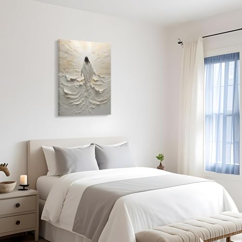 Abstract Jesus Walking on Water Canvas Wall Art Christian Spiritual Wall Decor Pictures Divine Light Modern Religious Posters Prints for Living Room Bedroom Prayer Room Home Decor 16x24 In canvas - color: Jesus04, size: 16"L x 24"W