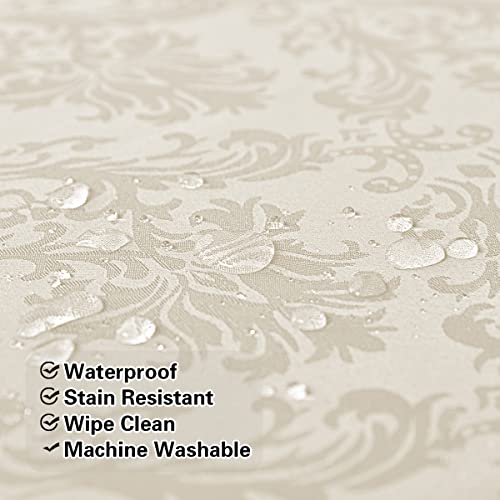 SASTYBALE Jacquard Tablecloth Rectangle 60 x 102 Inch Beige Spill Proof - color: Beige, size: 102" x 60" (Rectangular)