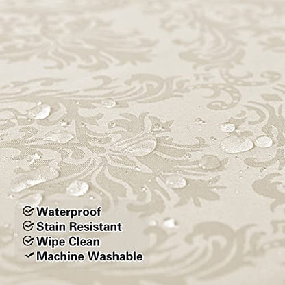 SASTYBALE Jacquard Tablecloth Rectangle 60 x 84 Inch Beige Waterproof - color: Beige, size: 84" x 60" (Rectangular)