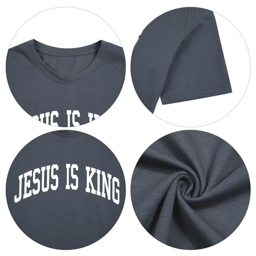 Christian Shirt Women Oversized Jesus Tshirt Jesus Love You Shirts Jesus Faith Tops Bible Verse Inspirational Tee - color: Grey, size: Small
