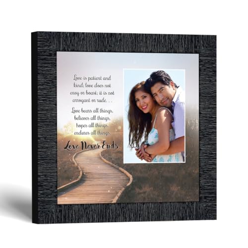 I Corinthians 13 Picture Frame, The Love Chapter Scripture, Christian Wedding Gift, Religious Anniversary Frame, Inspirational Bible Verse, Christian Home Decor, Fits a 4”x6” Photo - color: Charcoal
