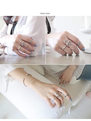 925 Sterling Silver Celtic Knot Open Adjustable Ring for Women Size 4-7 - color: Three line twist