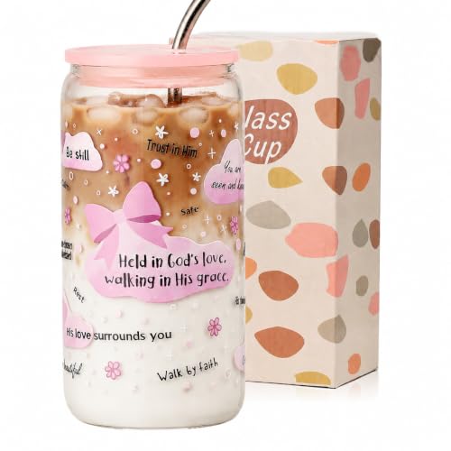 Christian Gifts For Women – Bible Verse Coffee Mug 16oz, My Daily Bible Affirmations Tumbler, Religious Gift & Bible Accessories for Sister, Iced Coffee Cups with Lid & Straw, Pink Bow Design - color: Pink bow