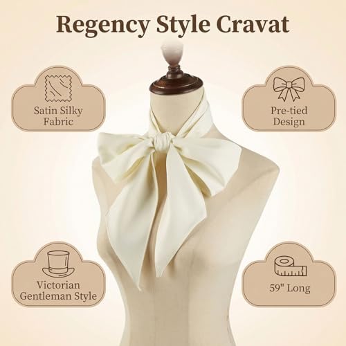 Unisex Renaissance Accessory Set with Scarf, Frilled Cravat, and Detachable Collar - color: White