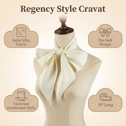 Unisex Renaissance Accessory Set with Scarf, Frilled Cravat, and Detachable Collar - color: White