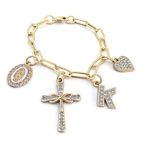Cross Steering Wheel Charm Initial Letter K Car Jewelry Interior Decor - color: Initial K