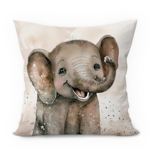 Vintage Elephant Pillow Covers 18x18, Elephant Gifts, Animal Nursery Decor, Cute Wild Animals Decorative Throw Pillow Covers Pillowcases for Kids Room Bedroom Nursery Playroom Decor - color: 00-kidroom(2) Elephant