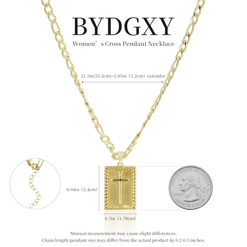Cross Necklace for Women Girls, 14K Gold Plated Dainty Pendant Necklaces Set, Cute Trendy Faith Christian Religious Everyday Jewelry Gifts Aesthetic Accessories Non Tarnish - color: Classic Figaro