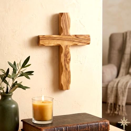 Wall Cross, Wooden Crosses from Bethlehem, Holy Land. Olive Wood Crucifix. Hanging Home Decor. Religious Gift for Godparents, Grandchildren, Kids Room Cross, New House, Christmas and Easter Gifts, - size: 4.5"L x 3"W